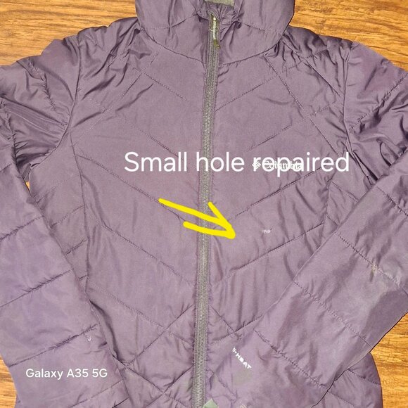 Columbia Womens Omni-Heat Hooded Puffer Coat XS Purple Polyester Cozycore - Picture 7 of 7